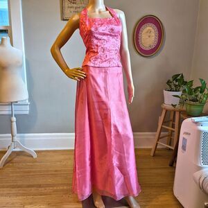 Vintage Y2K Blondie Nites Gown 2 Piece Set Maxi Skirt Sequin Embroidery Prom 15